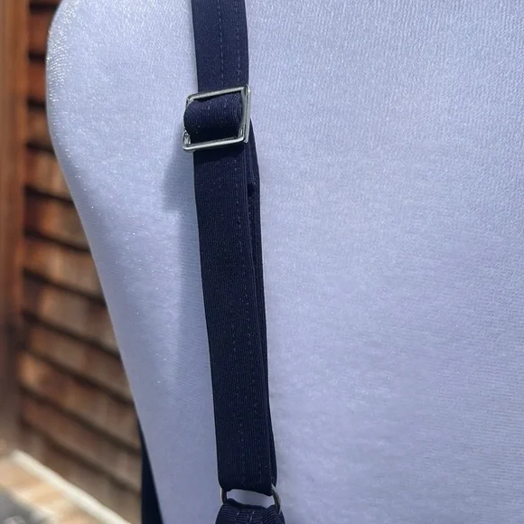 DKNY 2pc. Bikini Bathing Suit. Retro Style Hi Waist w/Padded Underwire Bra. Navy - Picture 8 of 12